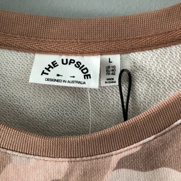 Anthropologie x The Upside Alena Drawstring Crew Sweatshirt Neutral & Pink NEW - Picture 3 of 11